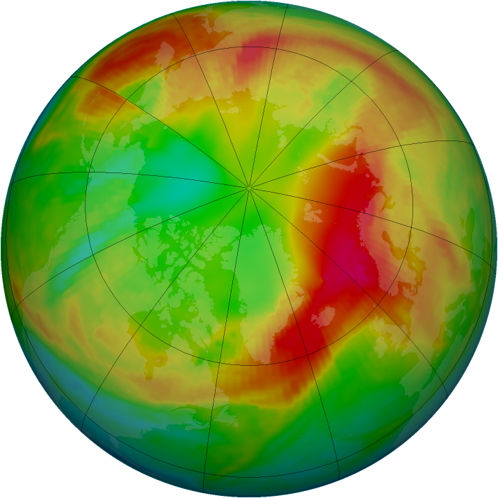 Arctic ozone map for 14 February 1989